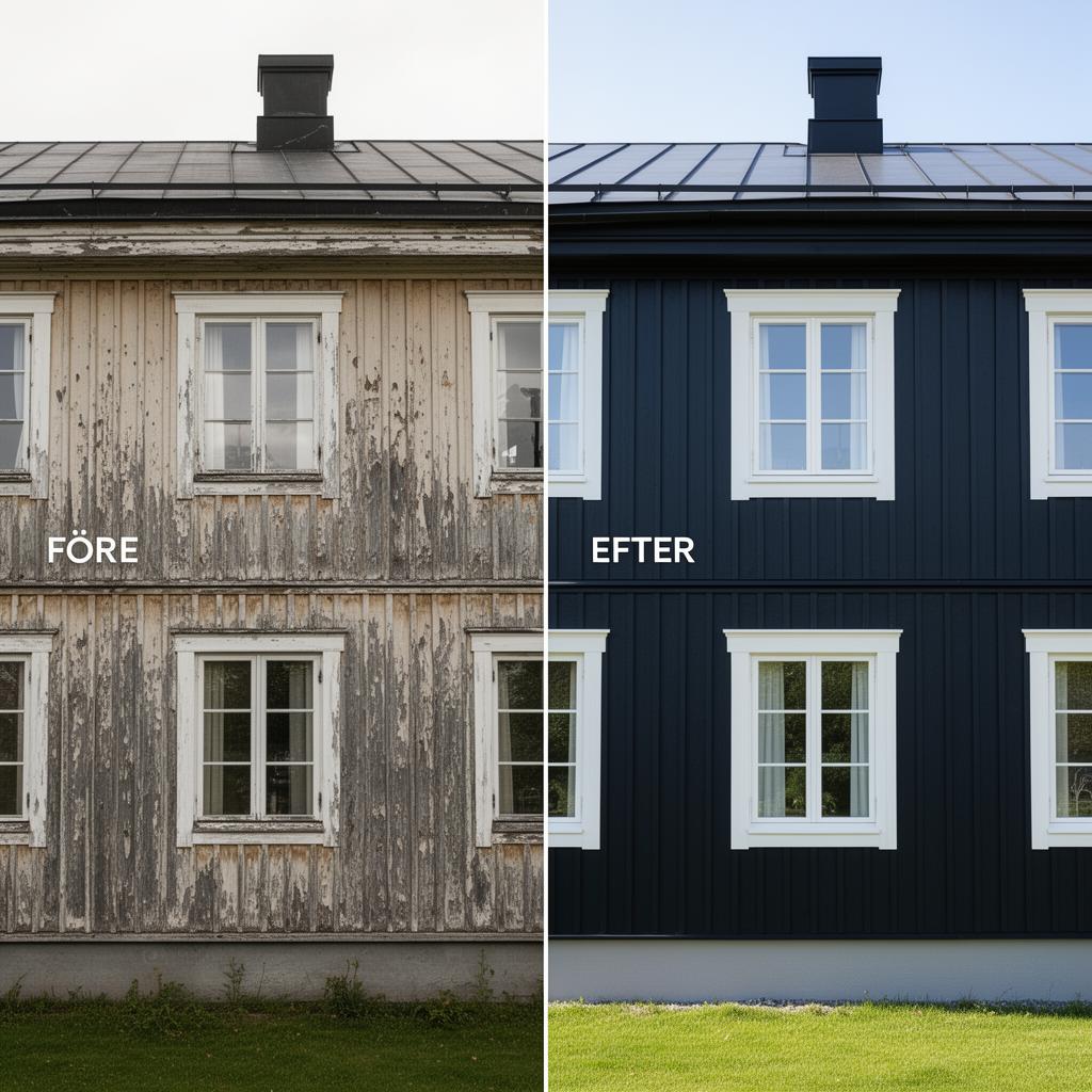 Före och efter — Fasadmålning